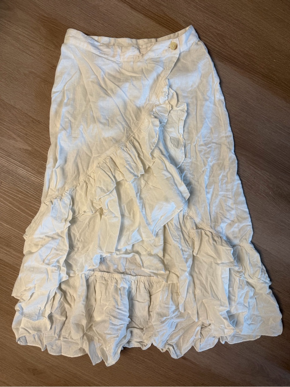 Free People Ivory High-Low Ruffle Wrap Skirt - Picture 3 of 5